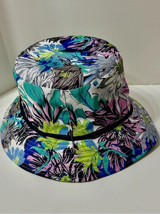Floral Bucket Hat -Vibrant Botanical Print One Side Black On Inside - Picture 2 of 4